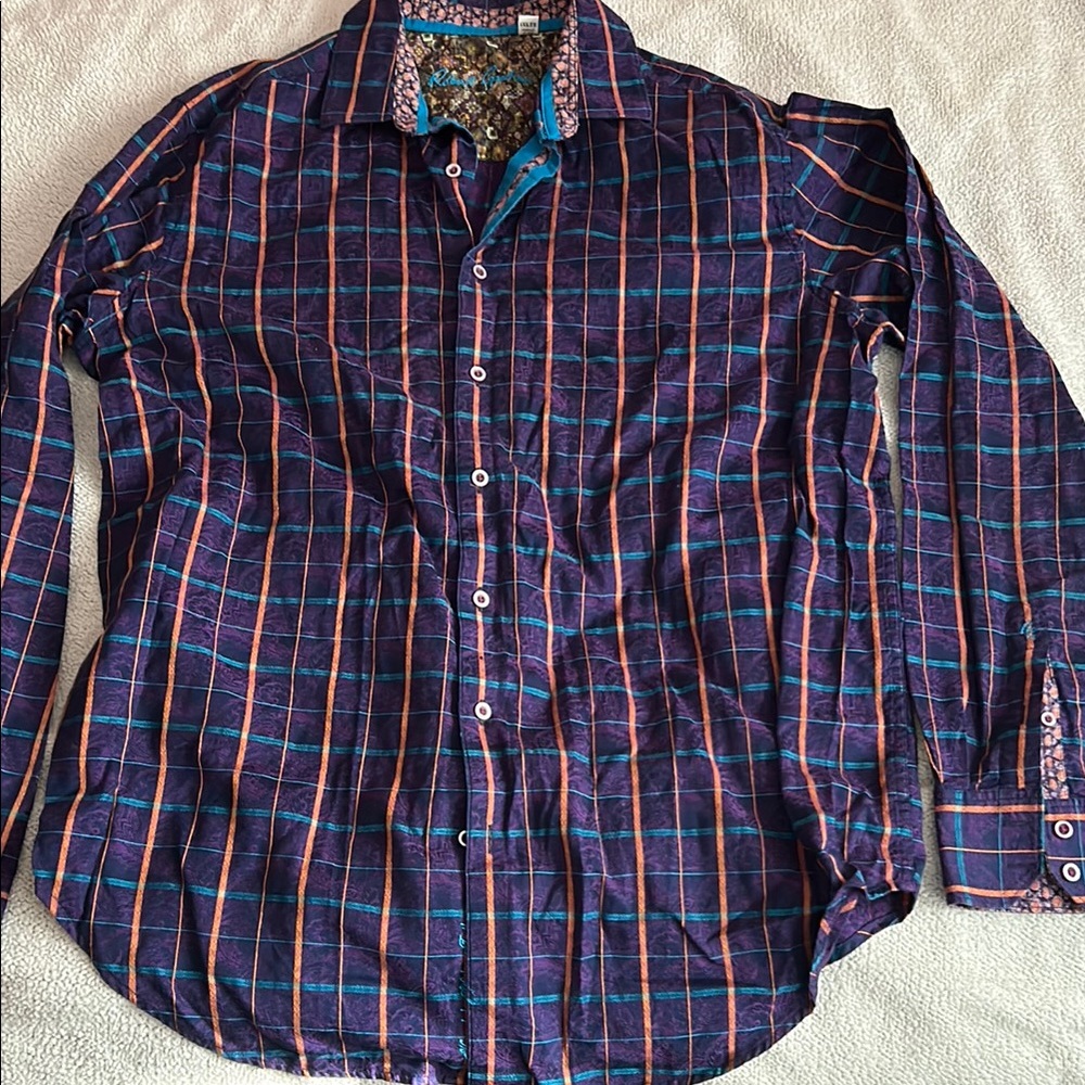 Robert Graham Purple and Blue Checkered Dress Shirt